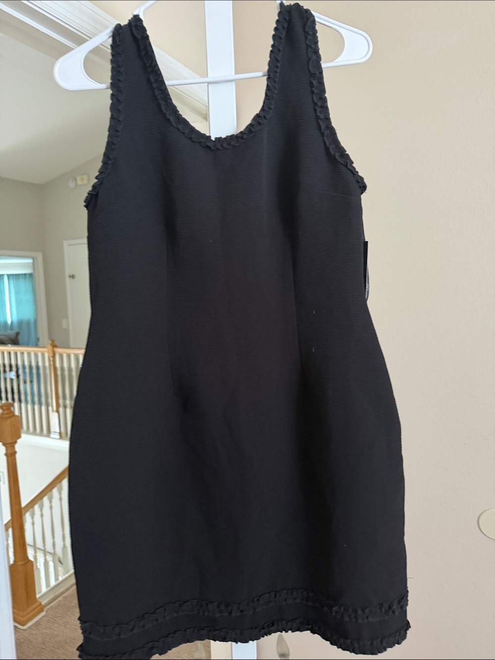 Lulu's Black Mini Tank Dress with Ruffle Trim